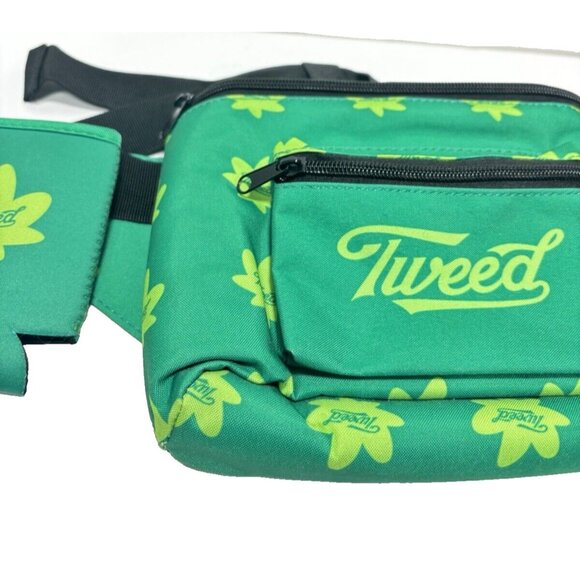 Tweed Fanny Pack Weed Leaf Pattern with Beer Sleeve, Green, St. Pattys, Like New - Picture 3 of 10